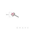 316L SURGICAL STEEL THREADLESS PUSH IN PINK HEART DAGGER CROSS TOP PART